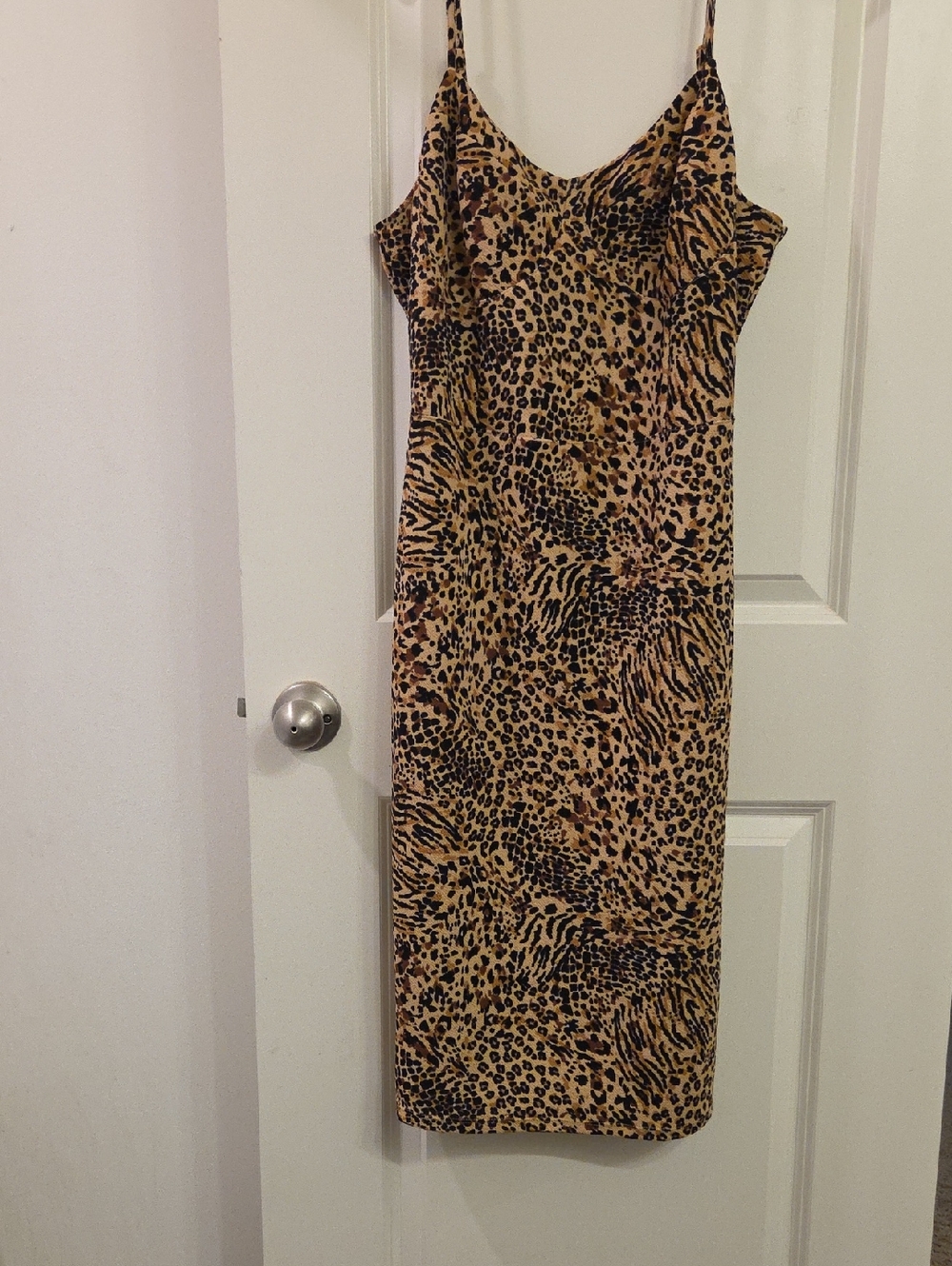 No Boundaries Animal Print Midi Slip Dress - Tan & Black